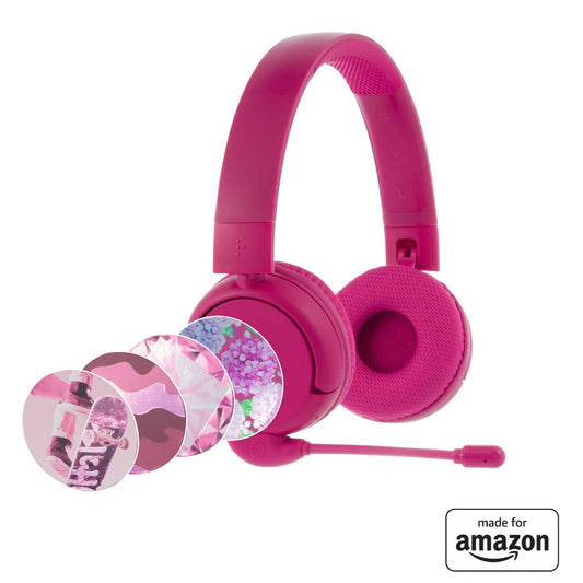 Brand new and “Made for Amazon”: BuddyPhones PopTime Pro Bluetooth children's headphones with volume limiter and boom microphone (ages: 3-12 years), pink - BT-BP-POP-TIMEP-PINK