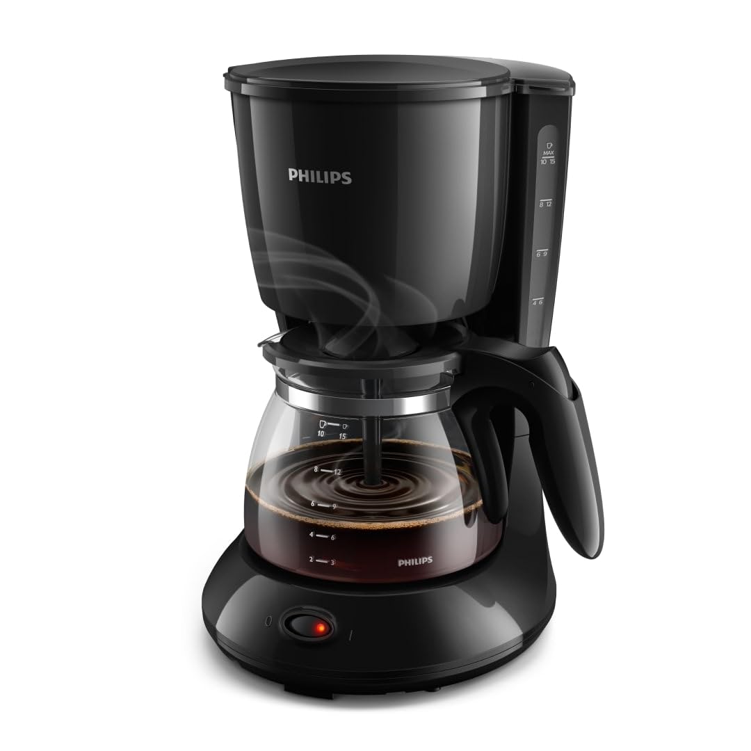 Philips HD7461/20 New Daily coffee machine Aroma-Swirl with automatic switch-off, glass jug, white/black
