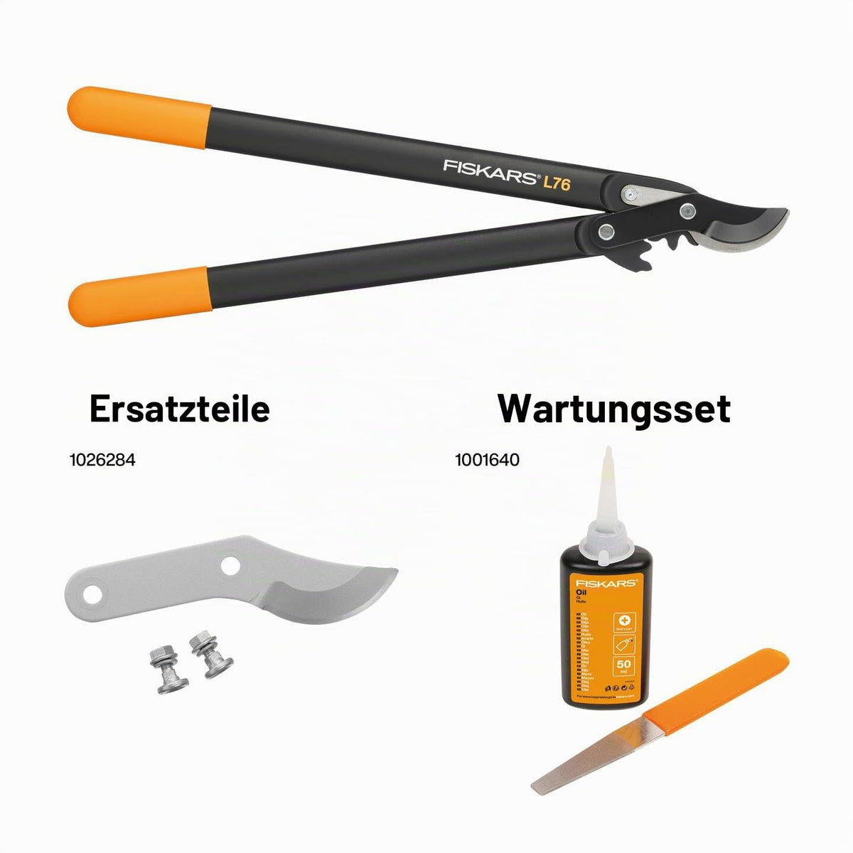 Fiskars PowerGear II Bypass Pruning Shears for Fresh Wood, Non-Stick Coating, Hardened Precision Steel, Length: 56 cm, Black/Orange, L76, 1001553
