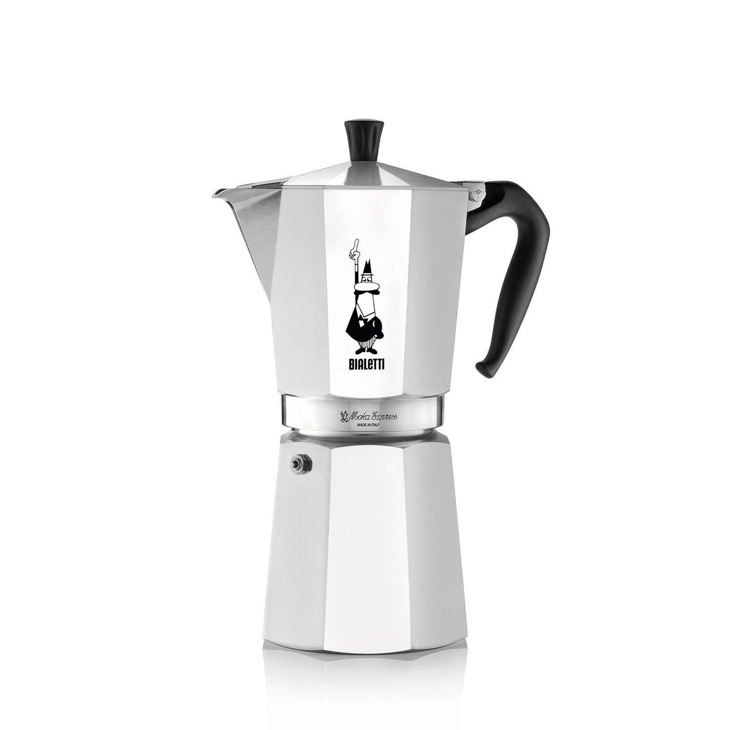 Bialetti - Moka Express: Iconic stovetop espresso machine, makes real Italian coffee, Moka pot 18 cups (800 ml), aluminum, silver, not suitable for induction hobs - 1167