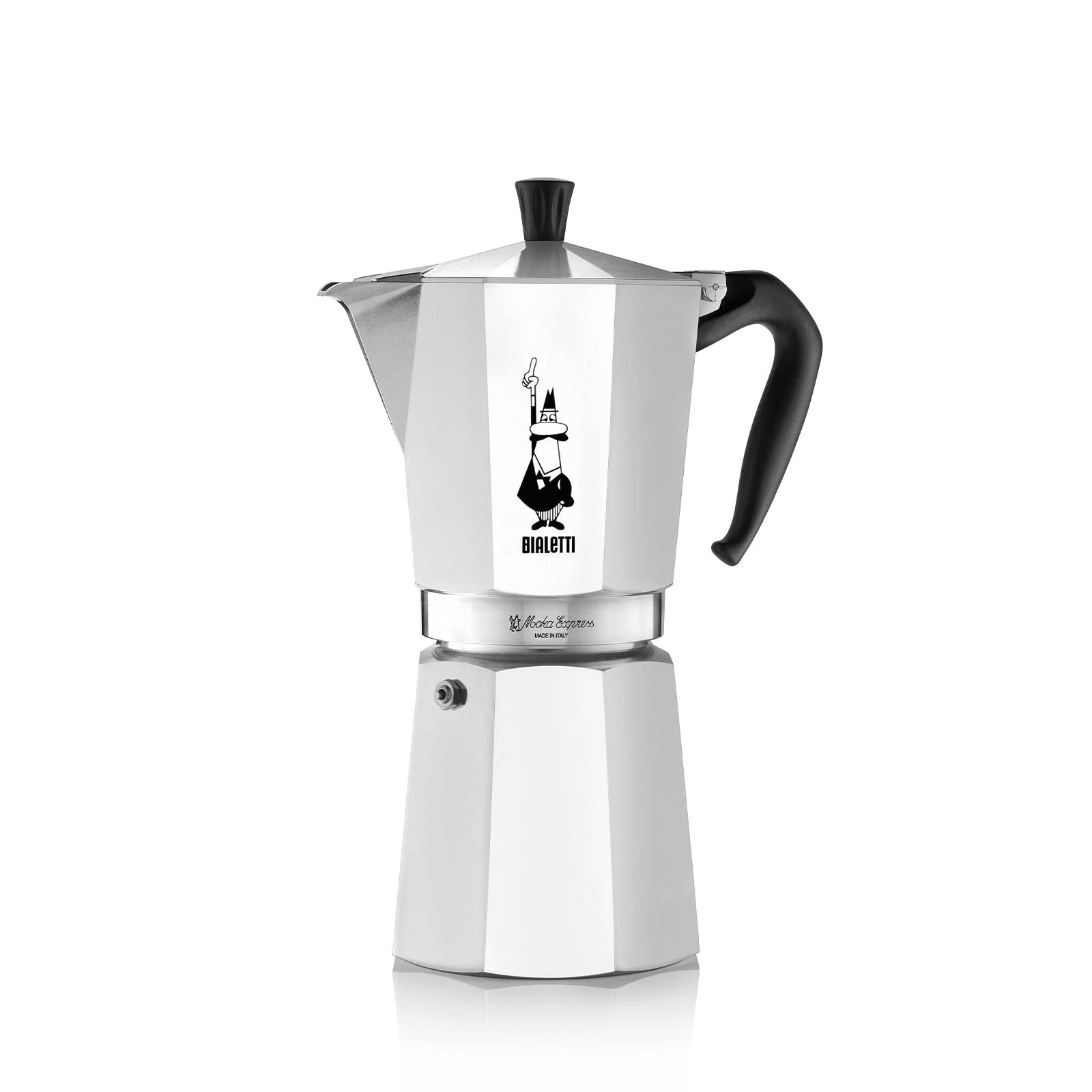 Bialetti - Moka Express: Iconic stovetop espresso machine, makes real Italian coffee, Moka pot 18 cups (800 ml), aluminum, silver, not suitable for induction hobs - 1167