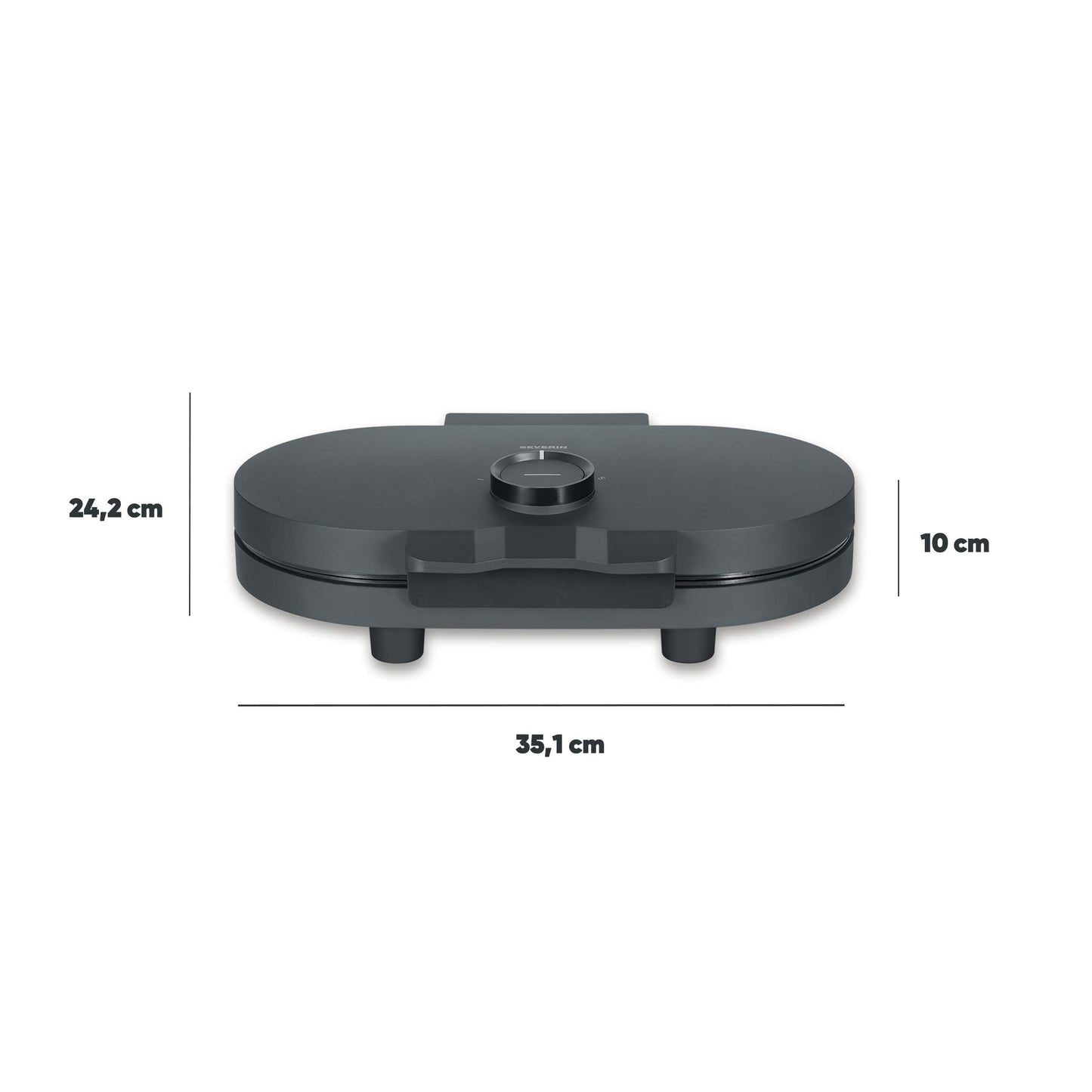 SEVERIN Duo waffle iron Black Line, double waffle iron for heart waffles, PFAS-free coating, with indicator light, practical cable winder, 1,200 watts, matt black, WA 2119