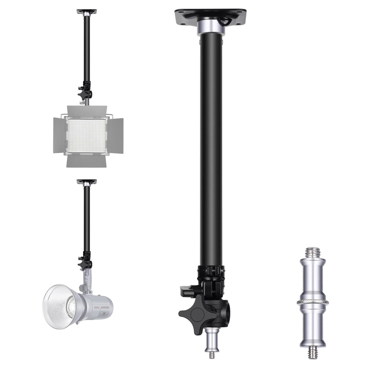 Neewer Boom Arm Wall Mount 38-60cm Adjustable Length with 1/4" to 3/8" Universal Adapter for Photo Studio Video Monolight Photography - 10089715