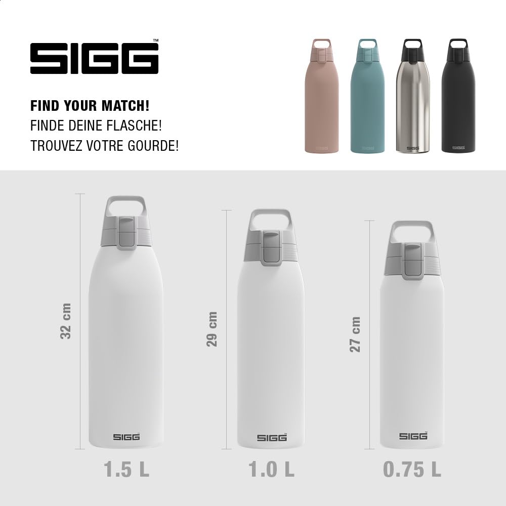 SIGG - Insulated drinking bottle - Thermos bottle Shield Therm One White - carbonated drinks - leak-proof - dishwasher safe - BPA-free - 90% recycled stainless steel - white - 1.5L - 6167.90