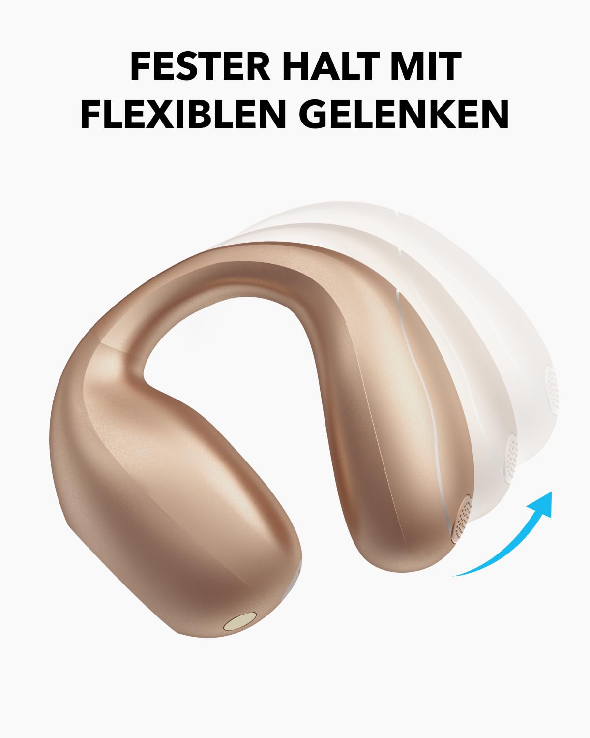 soundcore C40i from Anker, open-ear earbuds, clip-on headphones, flexible joint design, button control, feather-light comfort, firm hold with attachable ear clips, large drivers for clear sound - A3331