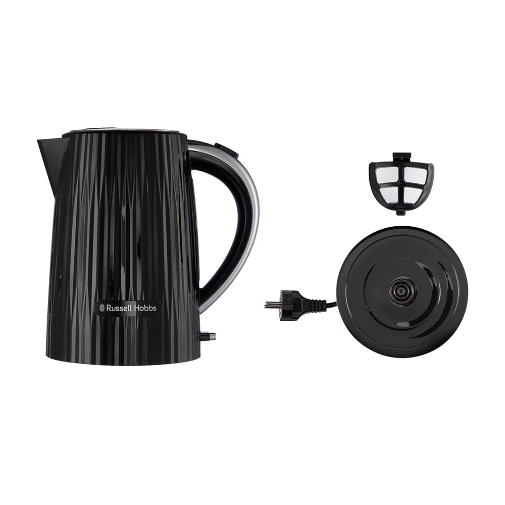 Russell Hobbs Eden Kettle Black, 1.7L, 2400 Watt, Stainless Steel Accents - 27361-70