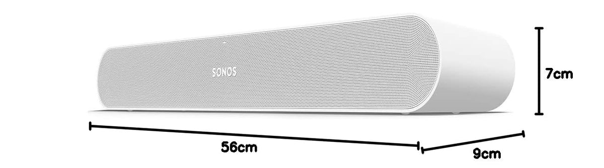 Sonos Ray, Soundbar, 4 Digital amplifiers of class D, Trueplay, Night Sound, Dolby Digital, touch control, optical connection - White. - RAYG1EU1