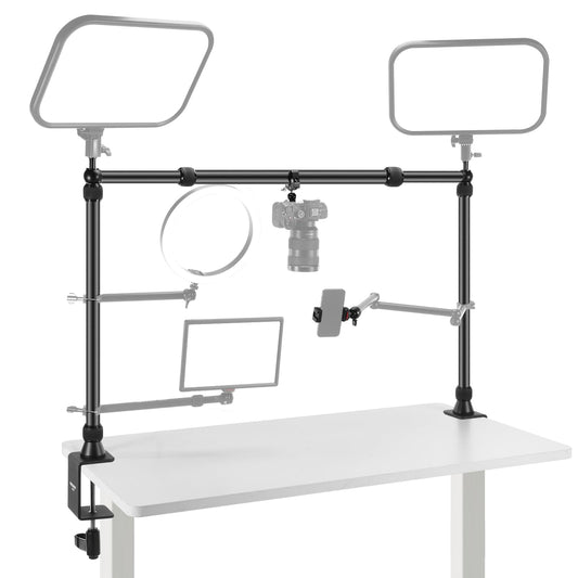 NEEWER Overhead Camera Mount Rig with 2 Ball Head Super Clamp/Mobile Phone Holder/Camera Table Mount, Multi Device Holder Platform Overhead Tripod, Adjustable Height Width, Max Load 12kg, NK002