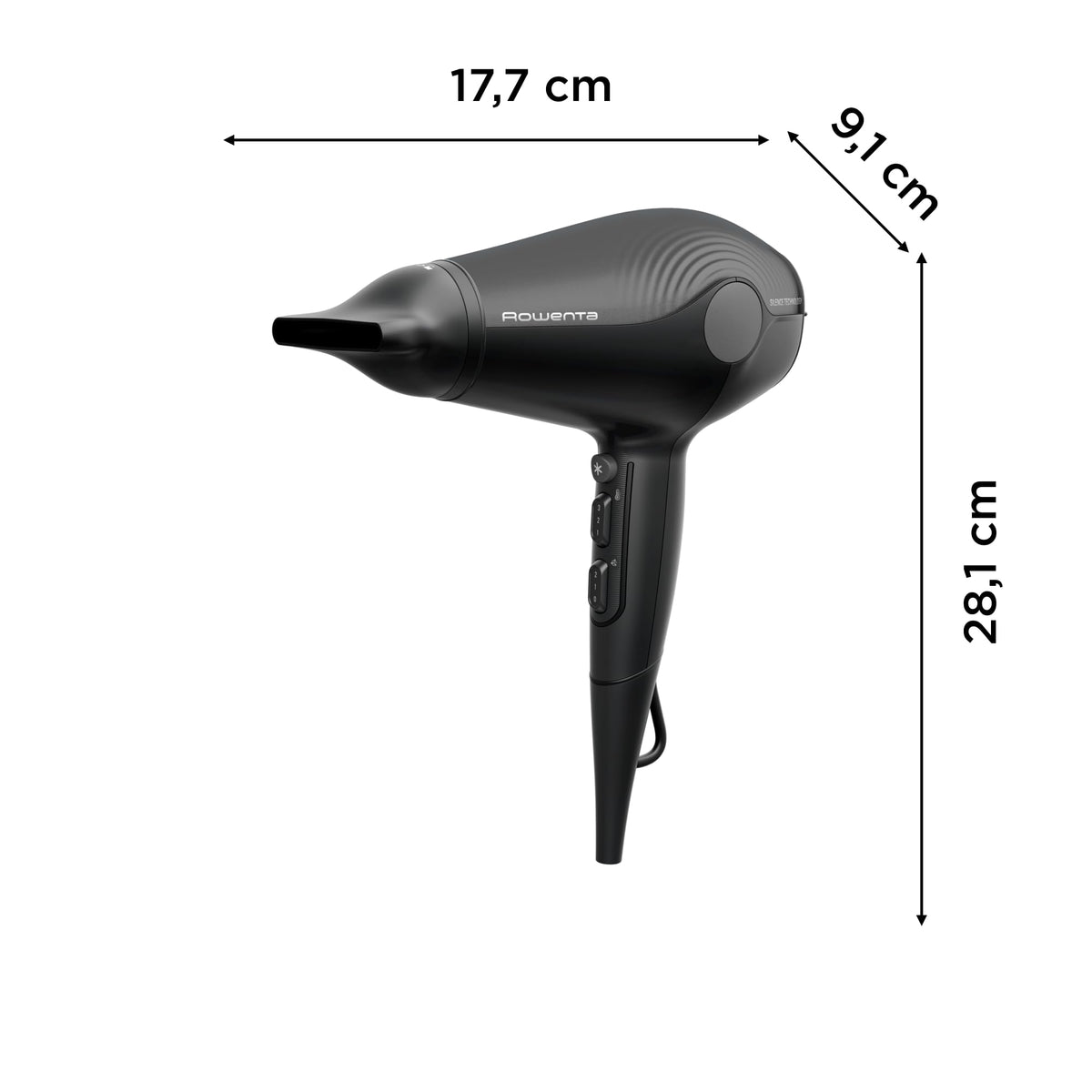 Rowenta Hair Dryer UltraSilence Extremely Quiet, 2100 EW for powerful airflow, anti-static ion generator technology, compact, lightweight, CV6430F0