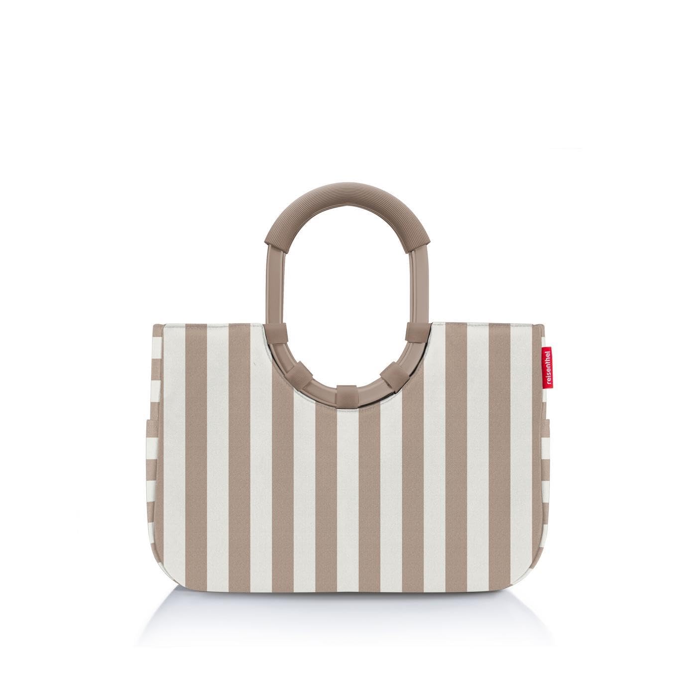 reisenthel loopshopper M summerstripes coffee – geantă rezistentă cu compartimente practice, confecționată din sticle PET reciclate – eleganță la cumpărături, multă funcționalitate inclusă! - OS6056