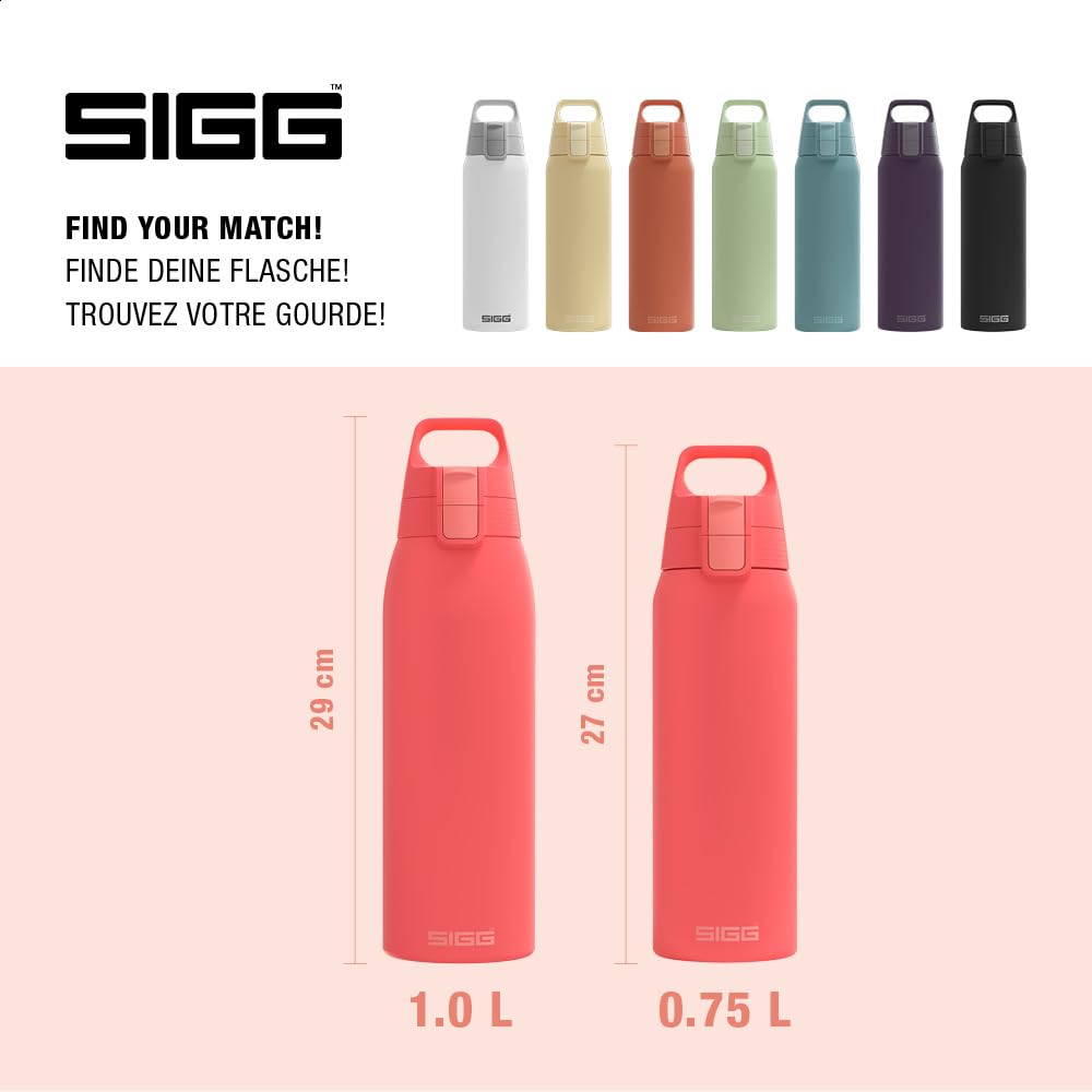 SIGG - Insulated drinking bottle - Thermos bottle Shield Therm One Watermelon - carbonated drinks - leak-proof - dishwasher safe - BPA-free - 90% recycled stainless steel - pink - 0.75L - 6218.30