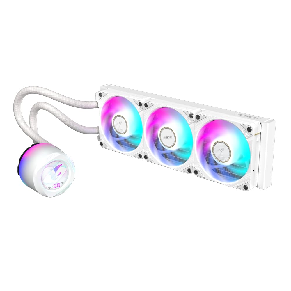 GIGABYTE AORUS WATERFORCE X II 360 Ice AIO Liquid CPU Cooler - 3x120mm ARGB Fans, Full-Color LCD, Daisy-Chain, compatible with Intel LGA 1851 and AMD AM5 - GP-AORUS