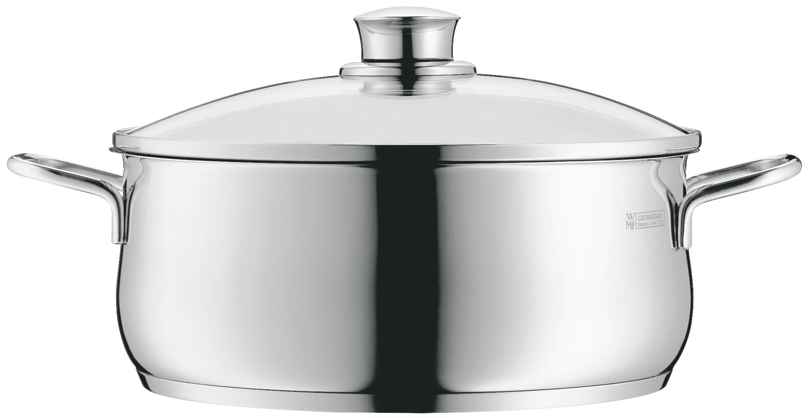 WMF Diadem Plus cooking pot 16 cm small, glass lid, pot 16cm, roasting pot induction 1.5l, small pot Cromargan polished stainless steel, pasta pot, uncoated - 0730176040