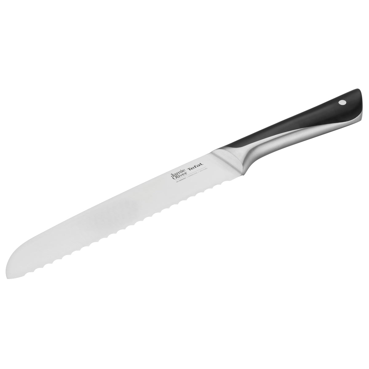 Tefal Jamie Oliver Bread Knife 20 cm, high cutting performance, distinctive design, durable and long-lasting blades, kitchen knife stainless steel, black, K26703 - K2670355
