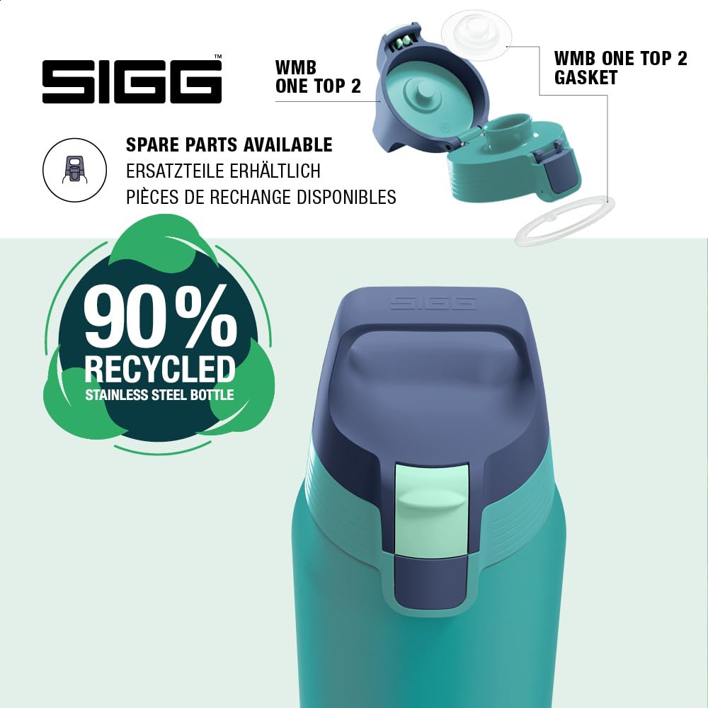 SIGG - Insulated drinking bottle - Thermos bottle Shield Therm One Multicolor Ocean - carbonated drinks - leak-proof - dishwasher safe - BPA-free - 90% recycled stainless steel - green - 0.75L - 6228.10