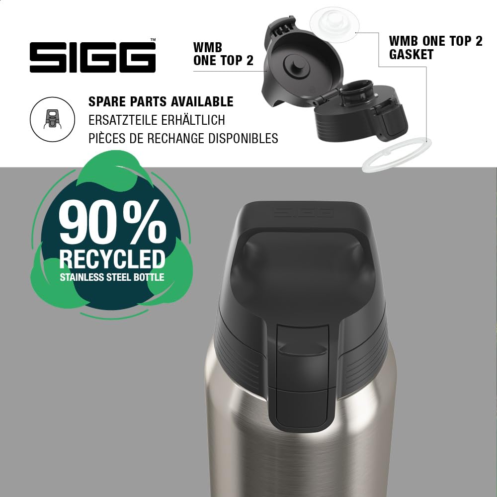 SIGG - Insulated drinking bottle - Thermos bottle Shield Therm One Brushed - carbonated drinks - leak-proof - dishwasher safe - BPA-free - 90% recycled stainless steel - silver - 0.75L - 6217.90