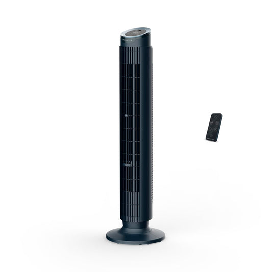 Ventilator turn Rowenta Eole Silence Force, puternic, mod silențios, 12 trepte de viteză, 5 moduri automate, temporizator, rotire 60-90°, telecomandă, husă anti-praf, albastru, VU7050F0