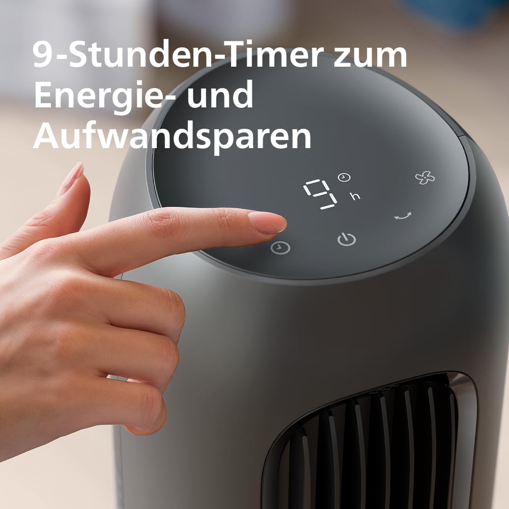 Philips tower fan 5000 Series. Powerful 8.0 m/s, ultra-quiet 24 dB, low energy consumption, remote control, 5 speed levels, sleep mode, 9-hour timer, 80° oscillation (CX5540/01)