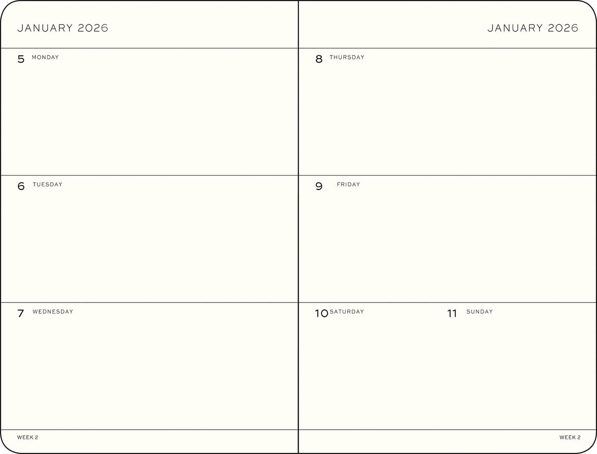 LEUCHTURM1917 372719 Calendar săptămânal broşat (B6+) 2026, Forest Green, engleză