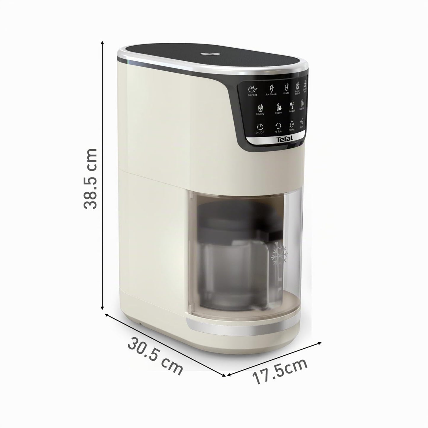 Tefal Dolci ice cream machine - soft ice cream, gelato & sorbet at the touch of a button, 10 programs & 1-step perfector, incl. 3x Tritan cups & ice cream scoop, mix-in function & automatic cleaning program - IG604AE0