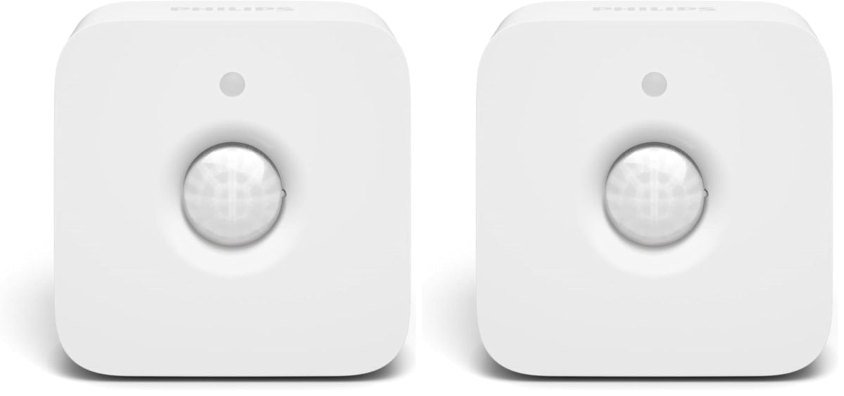 Detector de mișcare Philips Hue pentru interior, senzor de lumină naturală pentru iluminare inteligentă, control automat al luminii atunci când există mișcare pentru o casă sigură, alb (pachet de 2) - 929003067501