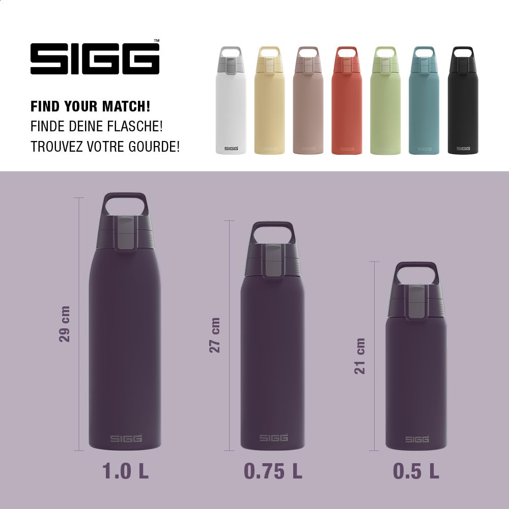 SIGG - Insulated drinking bottle - Thermos bottle Shield Therm One Nocturne carbonated drinks - Leak-proof - Dishwasher safe - BPA-free - 90% recycled stainless steel - Dark purple - 0.75L - 6021.30