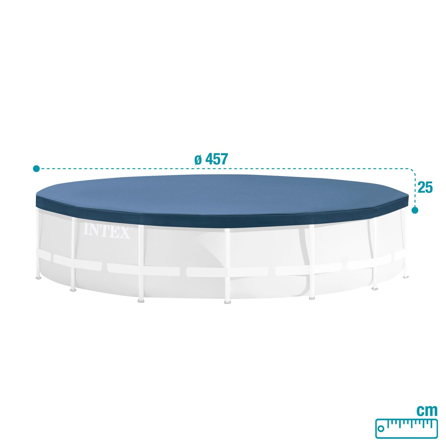 INTEX pool cover round diameter 457 cm for frame pools, winter tarpaulin, summer tarpaulin - easy to assemble, blue (28032)