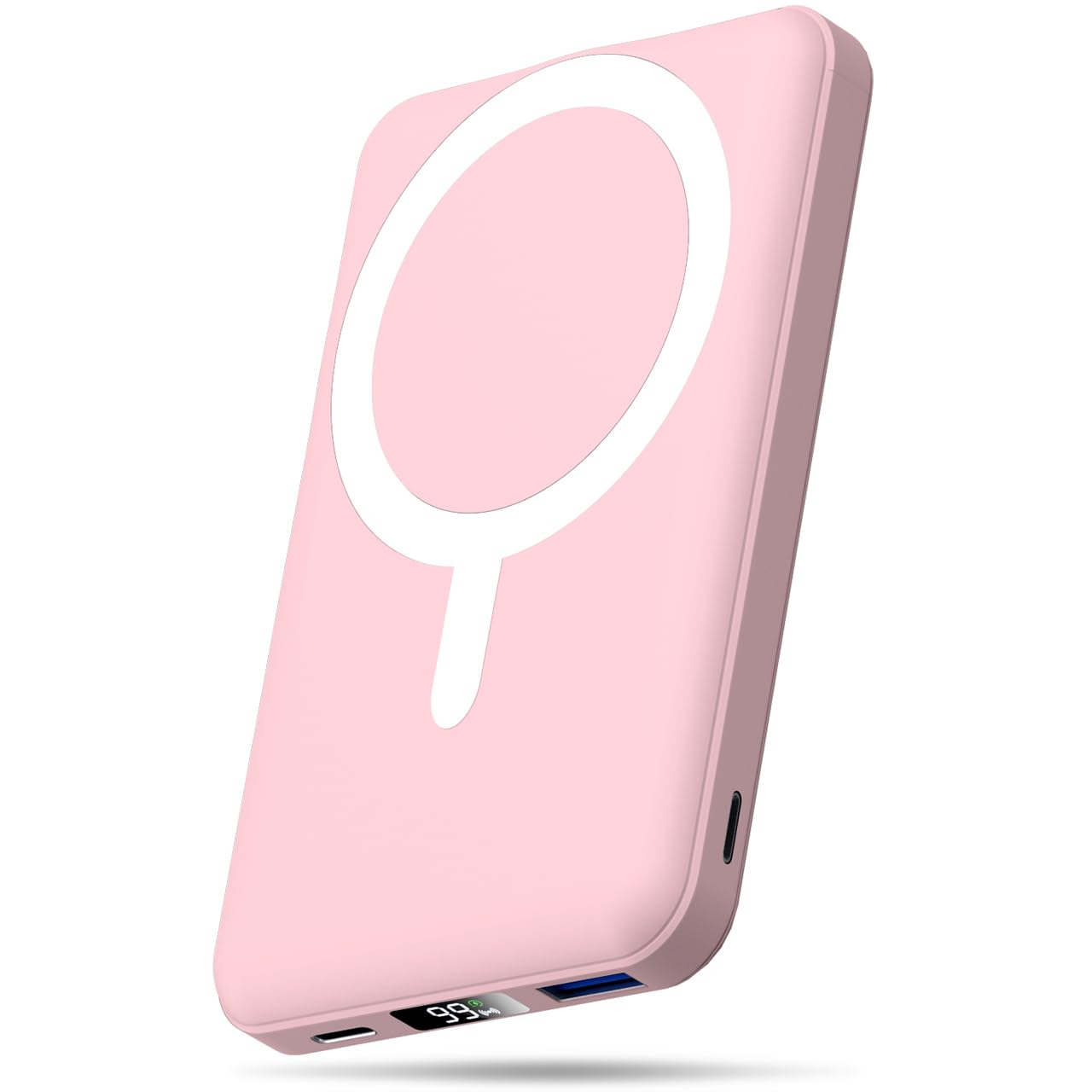 AOGUERBE for MagSafe Wireless Power Bank, Magnetic Power Bank 10000mAh with USB C in&Out, 22.5W Fast Charging Battery Pack Inductive Charging for iPhone 17/16/15/14/13/12/11/Pro/Plus/Pro Max Series (Pink) - KT-D003