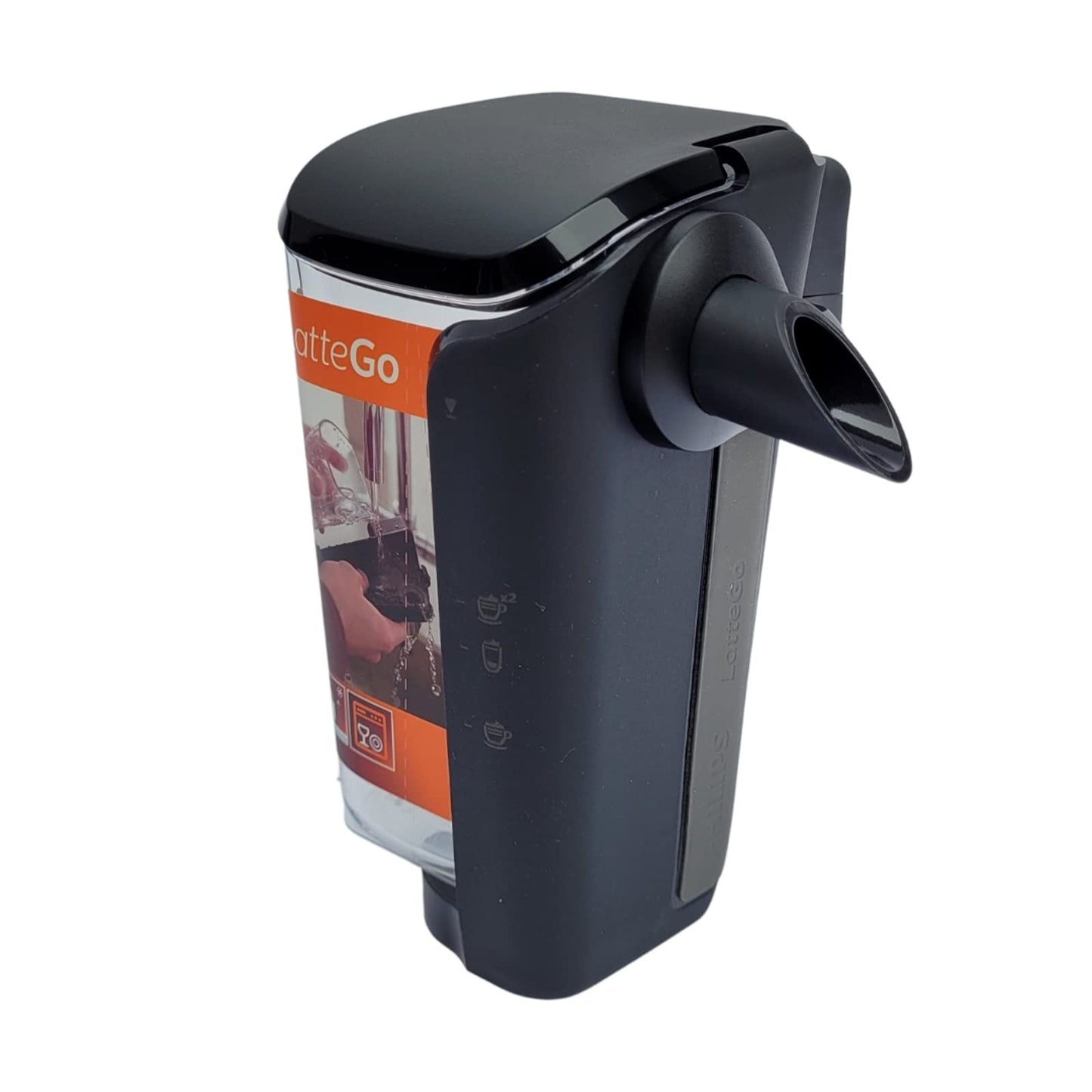 Philips milk container (version C) for LatteGo coffee machine, black, silver, transparent - Milchbehälter