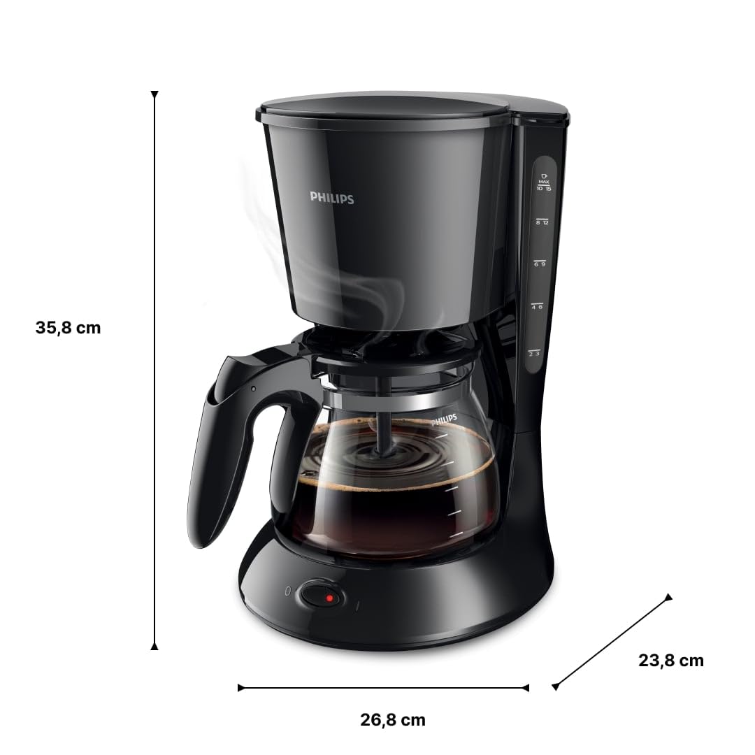 Philips HD7461/20 New Daily coffee machine Aroma-Swirl with automatic switch-off, glass jug, white/black