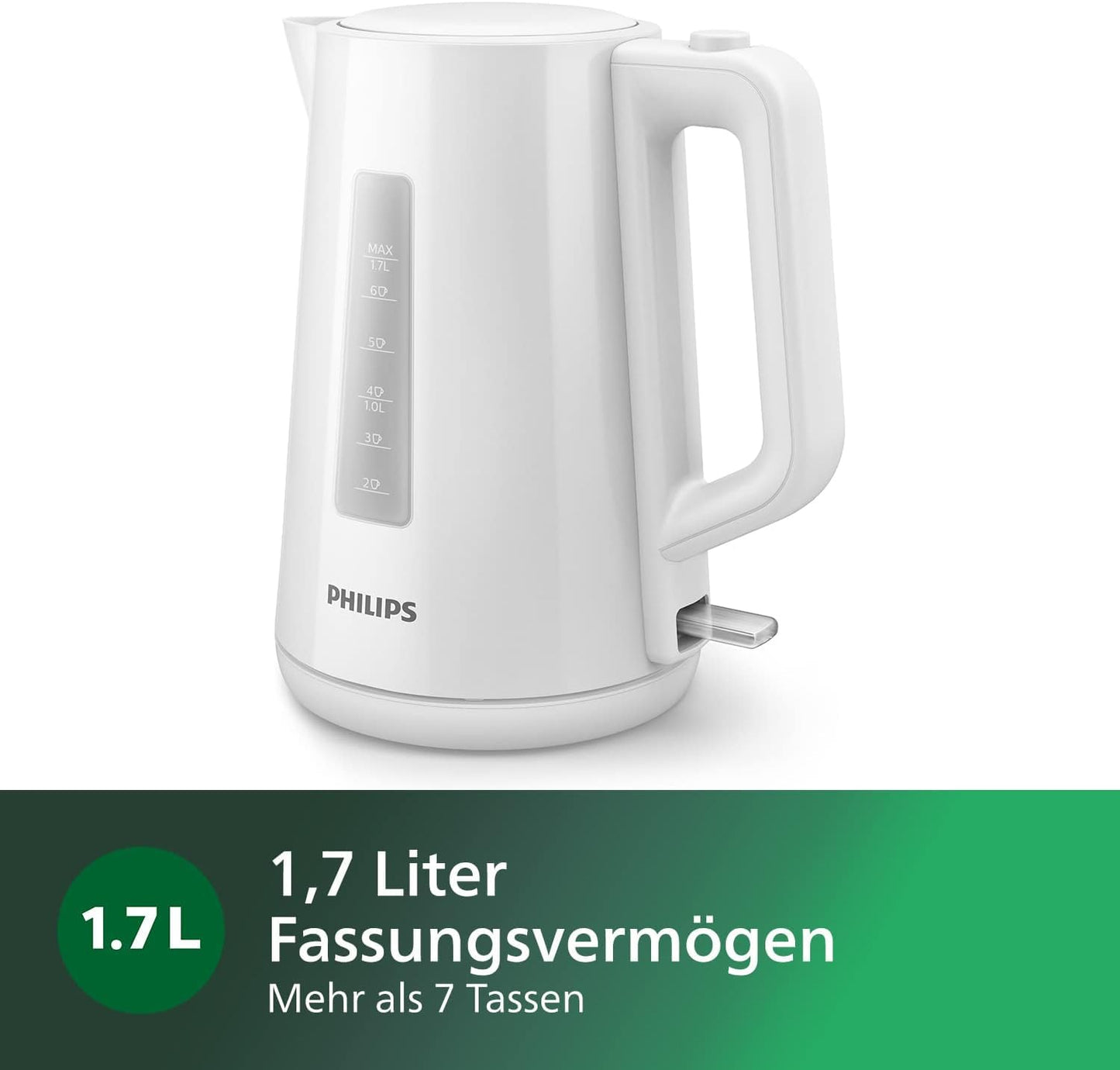 Philips kettle - 1.7 L capacity with control display, pirouette base, white (HD9318/00)