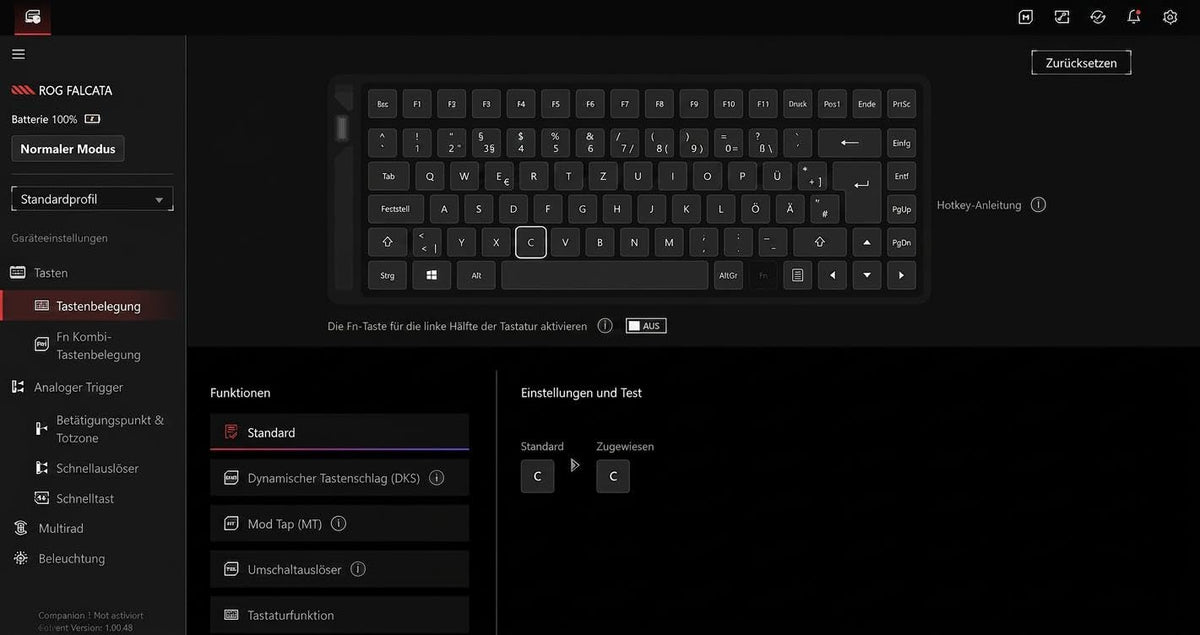 ASUS ROG Falcata 75% Wireless Split Gaming Keyboard - 90MP043H-BKDA20