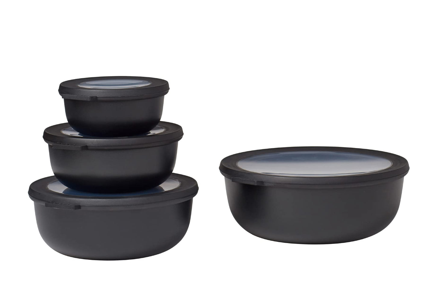 Mepal multi-bowl Cirqula Round 4-piece set - microwave dishes - suitable as a storage box, refrigerator, freezer and microwave dishes - 350, 750, 1250, 2250 ml - Nordic black - 106232041100
