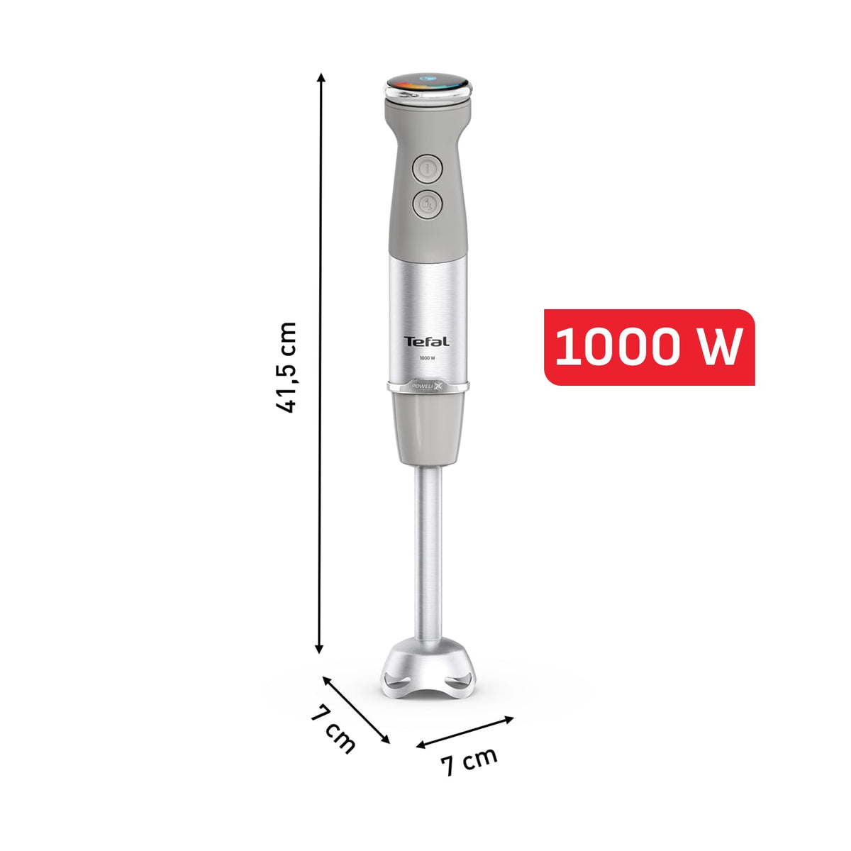 Tefal Quickchef+ 3-in-1 XL Blender/Micser/Spumier, 1000 W, control intuitiv al vitezei, buton Turbo, tehnologie cu cuțit Powelix, oțel inoxidabil, gri, HB67MB30