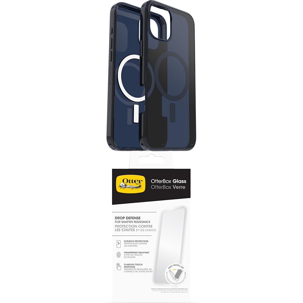 OtterBox Symmetry Series Clear MagSafe Transparent Case for iPhone 16 Plus, Shockproof Drop Proof Protective Case, Clear/Blue with Premium Glass Screen Protector - 77-93081