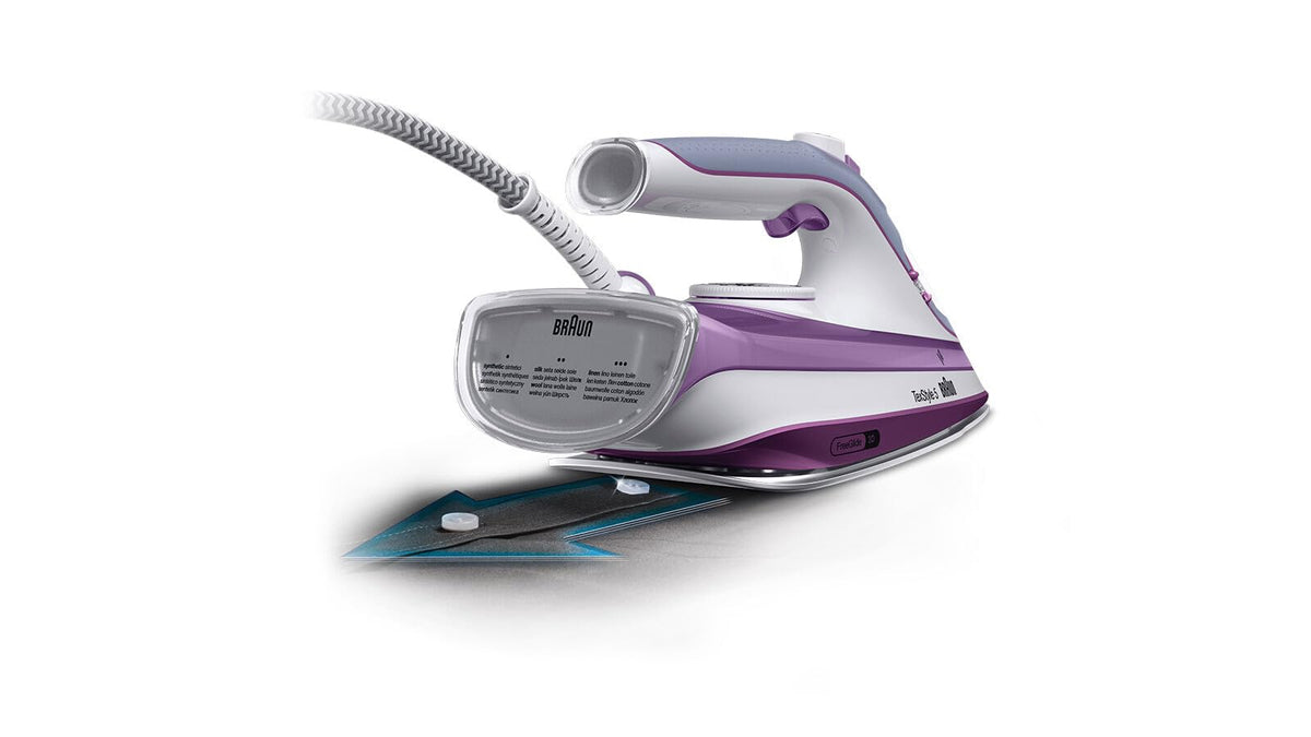 Braun FreeStyle 5 Steam Iron SI 5037 VI - Iron with Freeglide 3D soleplate, vertical steam, 2700 Watts, steam boost of 200 g/min, 330 ml water tank, Violet - SI5037VI