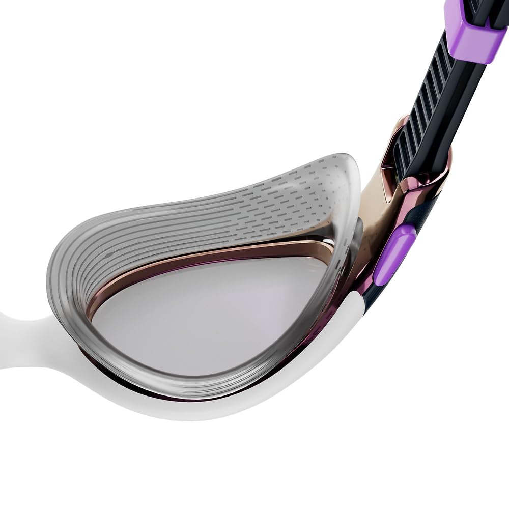Speedo Women's Biofuse 2.0 Mirrored Swim Goggles | Designed for Women | Patented Adjustment Mechanism | Anti-Fog | Waterproof | Comfortable Fit White/True Navy/Sweet Purple One Size - 8-003775