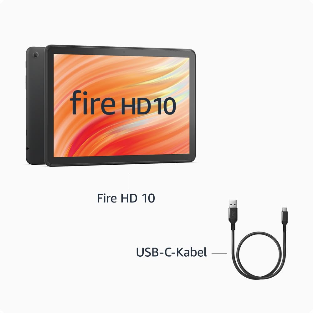 Fire HD 10 tablet 2023 (latest generation), optimized for relaxation, brilliant 10.1-inch full HD display, octa-core processor, 3 GB RAM, up to 13h battery life, 32 GB, black, with advertising - TG425K