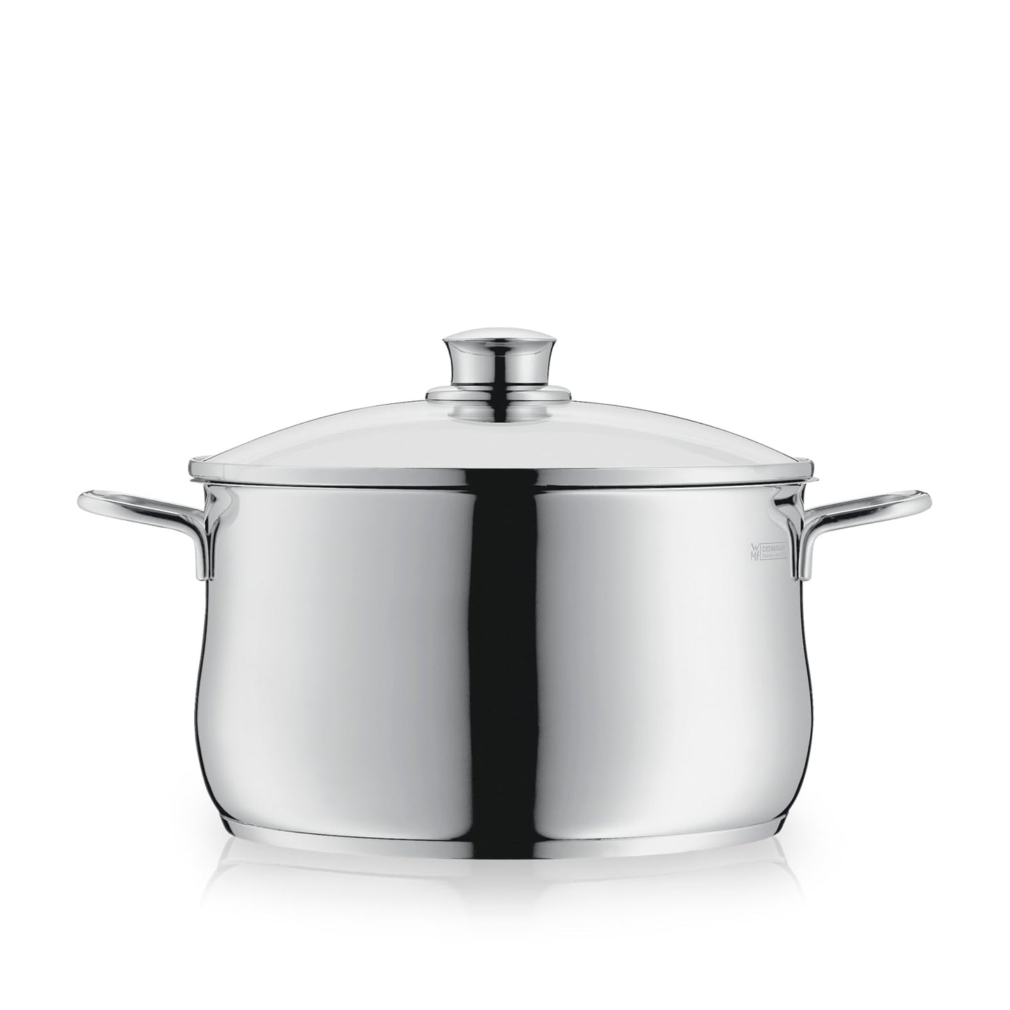 WMF Diadem Plus cooking pot induction 24 cm - 6.5 l large meat pot made of Cromargan stainless steel with glass lid, high edge, dishwasher safe, durable and uncoated for healthy, delicious meals - 0734256040