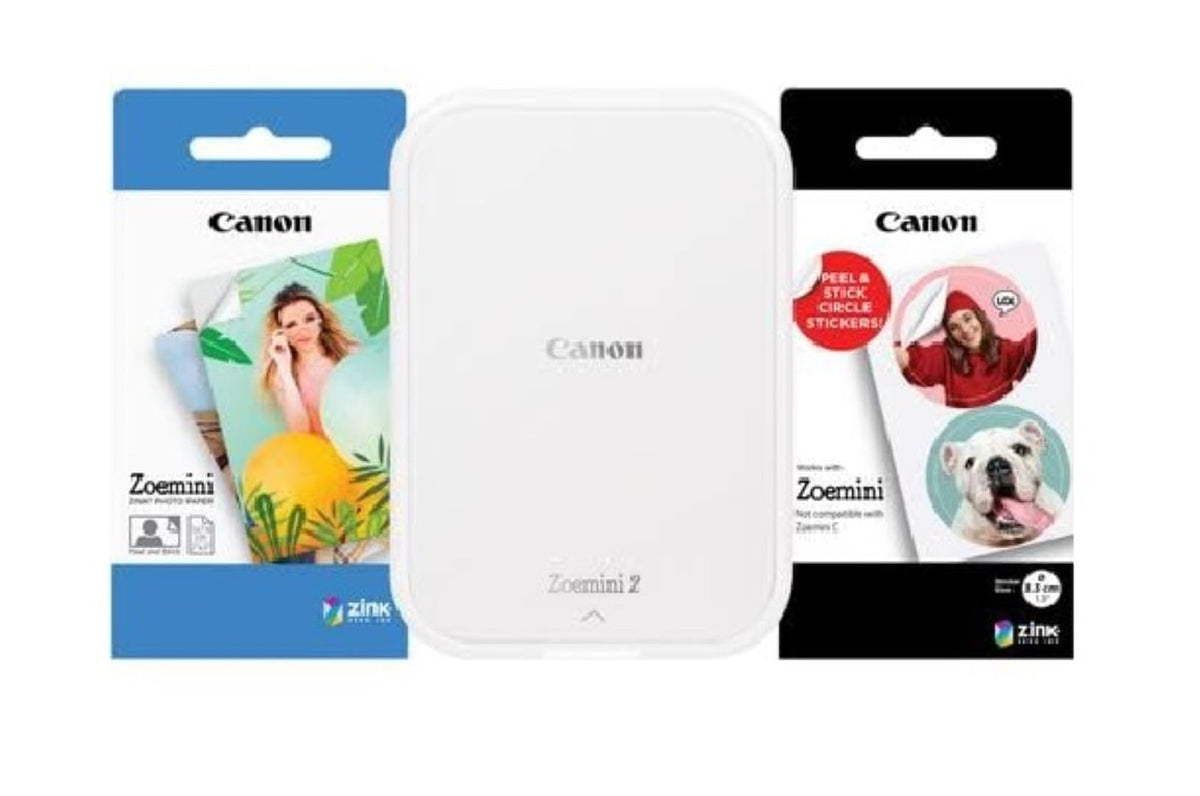 Canon Zoemini 2 Mini Photo Printer, portable and compact for on-the-go use, fits in your pocket. Printing KIT & ZP-2030 Original Zink photo paper, 20 sheets included. Zoemini instant camera/photo printer.