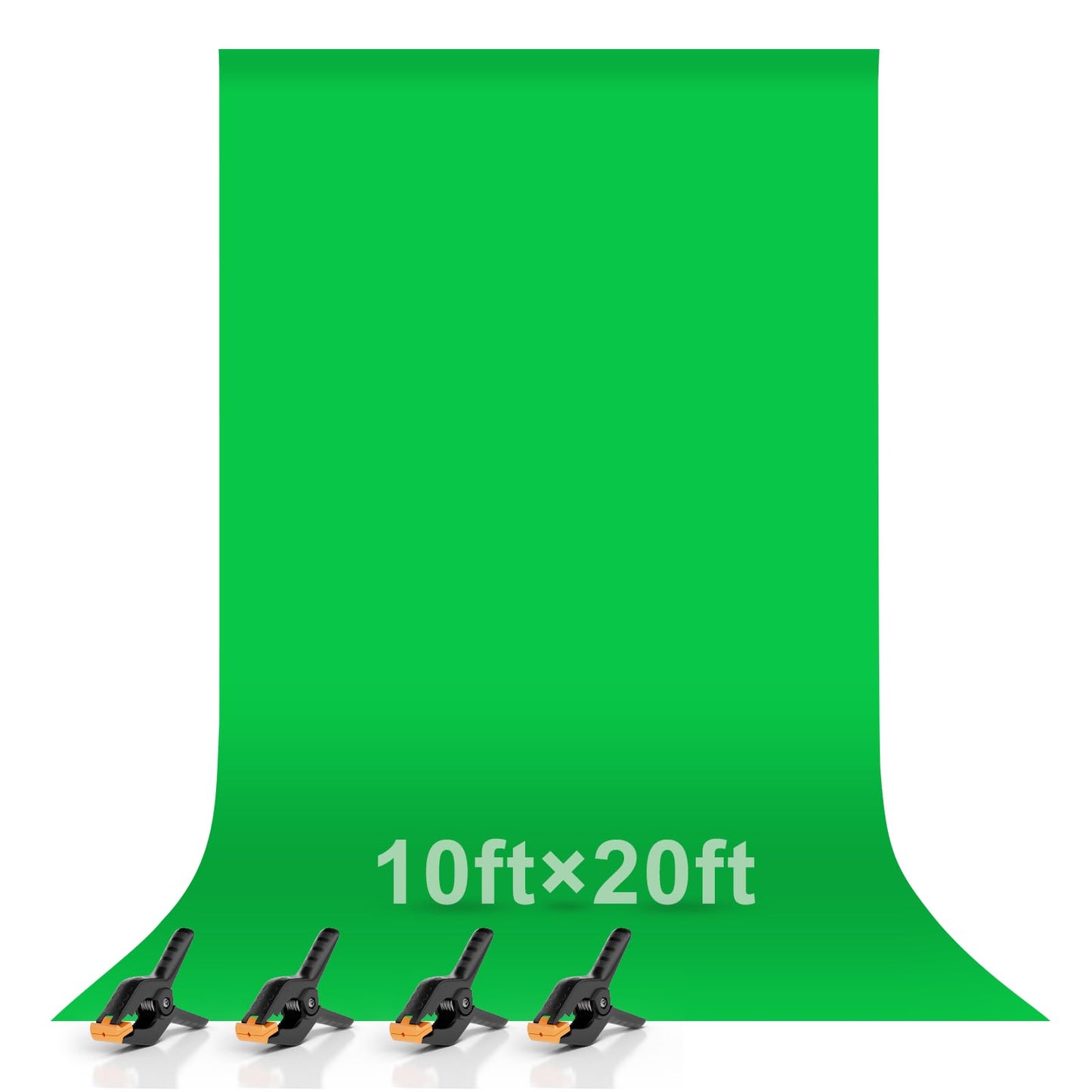 EMART Green Screen 3 x 6M, Chromakey Muslin Green Screen Background Photography, Green Photo Background Fabric with 4 Spring Clamps for Video, Portrait, Photo Shooting - EM-3060M-G