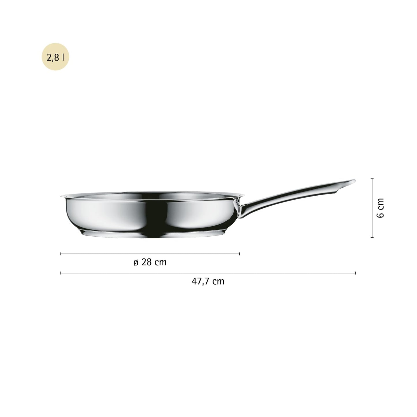 WMF professional frying pan 28 cm, stainless steel pan uncoated, Cromargan stainless steel pan induction, suitable for all types of stoves, oven safe, dishwasher safe - 790386991