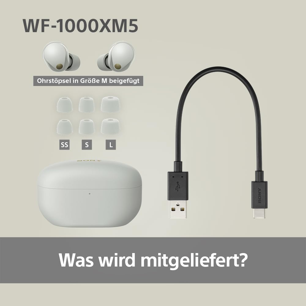 Sony WF-1000XM5 Premium True Wireless In-Ear Headphones with Noise Cancelling - WF1000XM5S.CE7