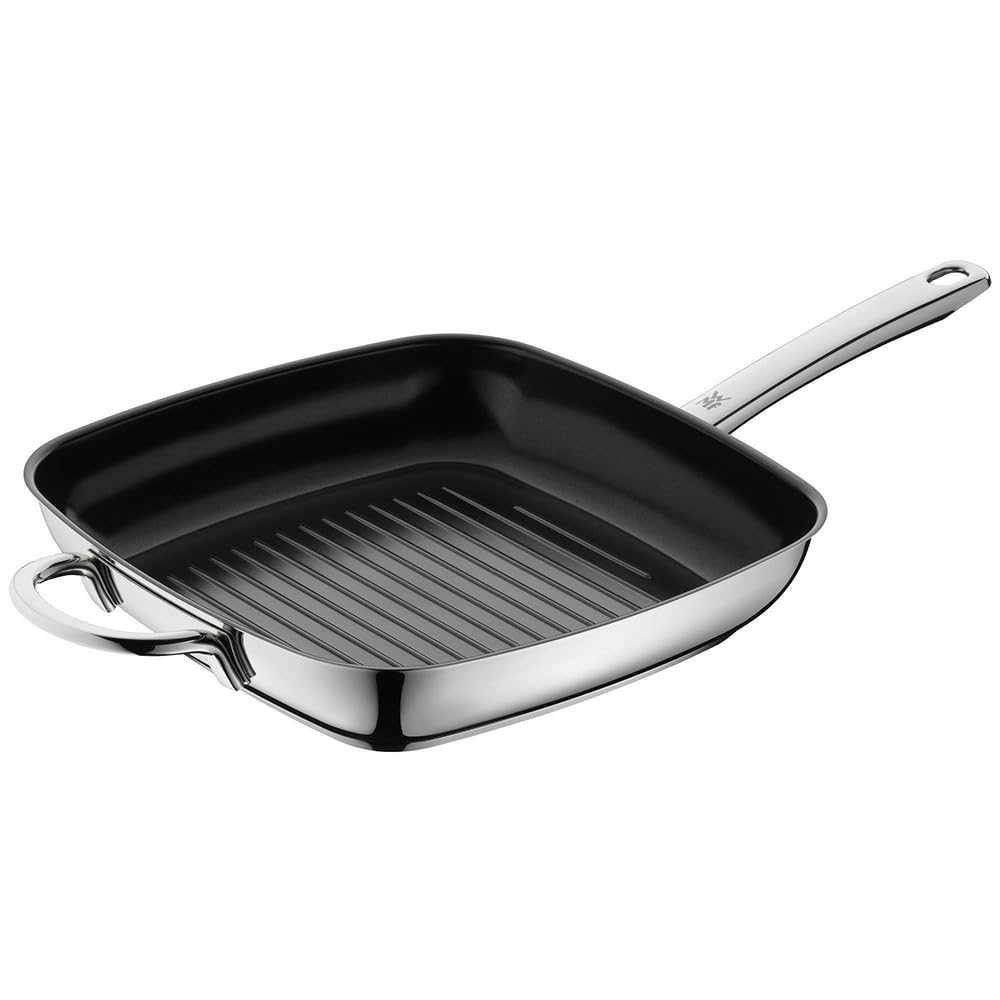 WMF Durado grill pan induction grooved 28x28 cm, steak pan induction, Cromargan stainless steel coated, ceramic coating, oven safe - 748446021