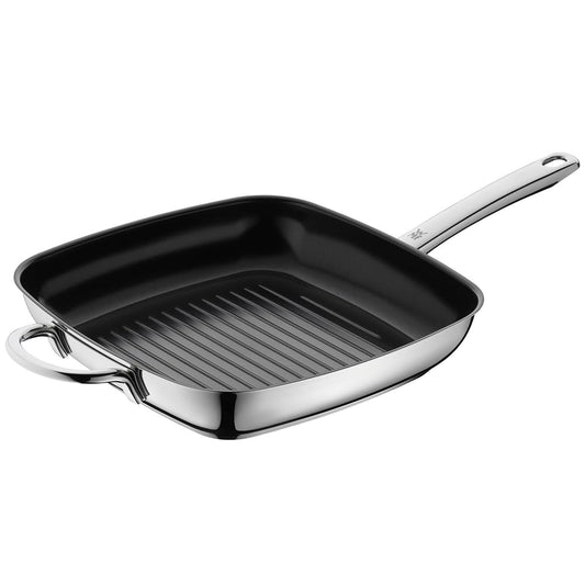 WMF Durado grill pan induction grooved 28x28 cm, steak pan induction, Cromargan stainless steel coated, ceramic coating, oven safe - 748446021