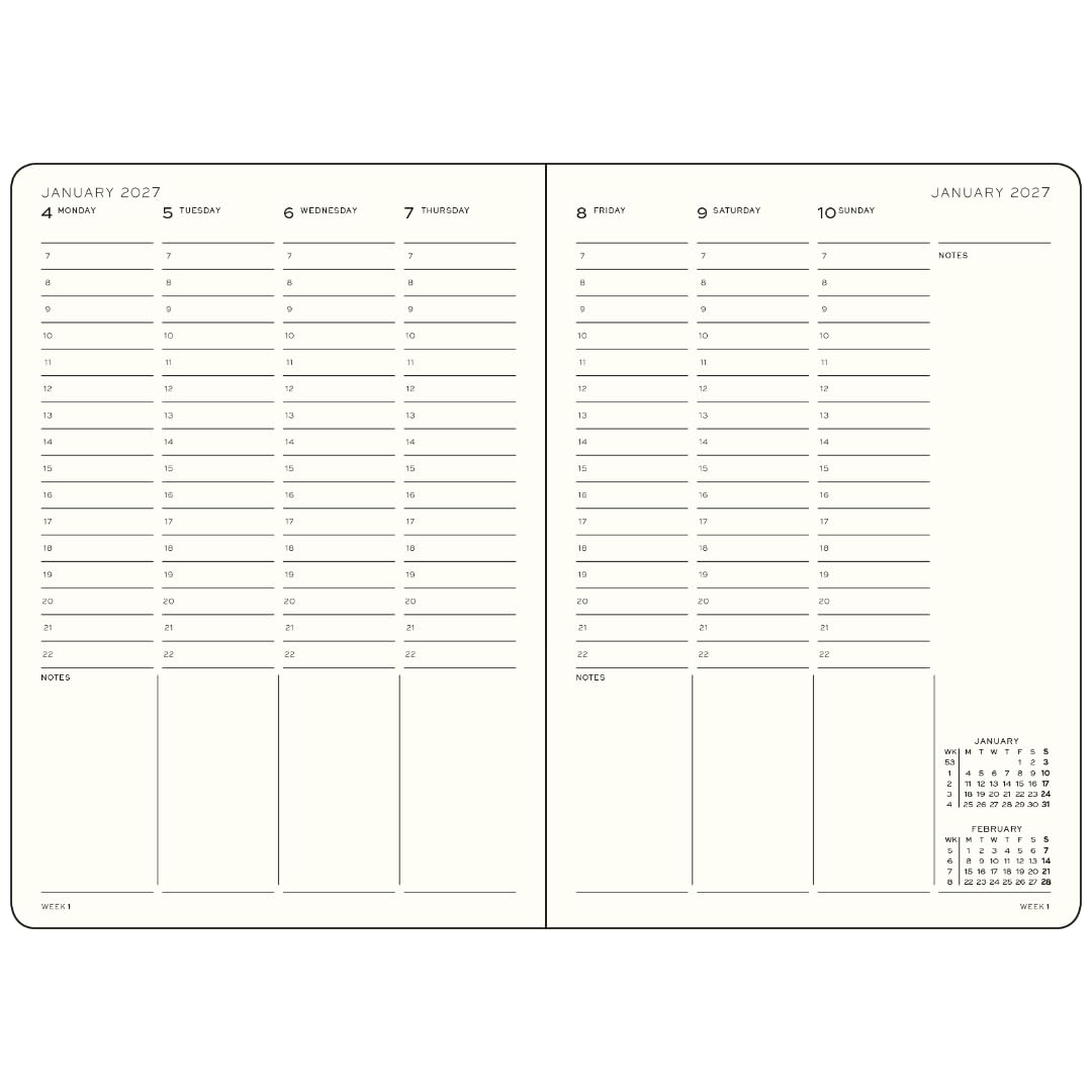 LEUCHTTURM1917 weekly planner 2027 Composition (B5) - English, Forest Green, 254 x 178 mm, January-December (12 months), weekly overview with hourly grid 7:00-22:00 per column, hardcover, 80 g/m² paper - 400311