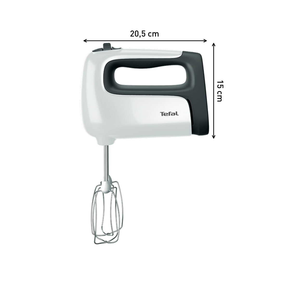 Tefal Prep'Mix + Handmixer cu blender, ideal pentru preparate ușoare și consistente, motor puternic de 500 W, 5 viteze, funcție turbo, accesoriu pentru blender, alb/gri, HT462138