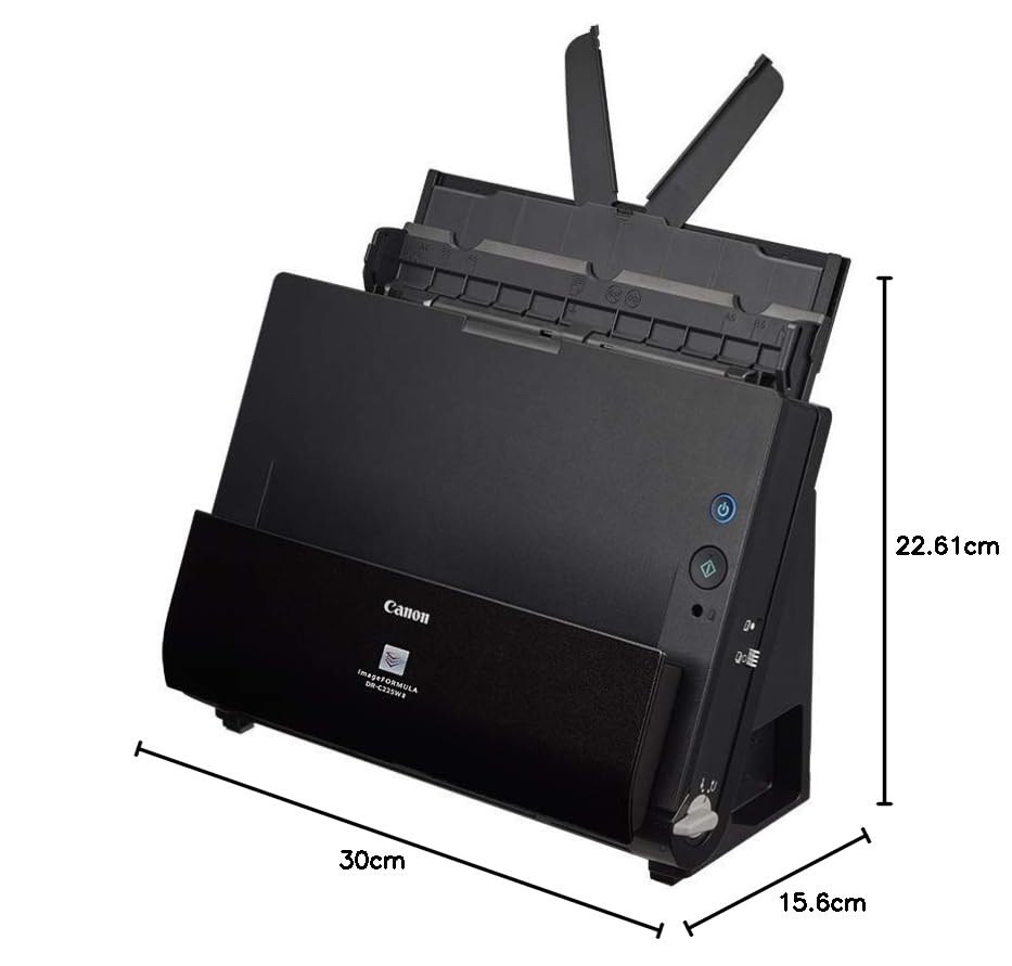 Canon DR-C225 II - imageFORMULA Document Scanner (Duplex, Feed, Color, 600dpi, 25 Pages/Min, PDF OCR, Compact, Black) - 3258C003