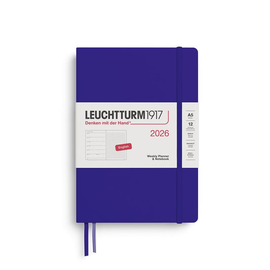 LEUCHTTURM1917 372705 Calendar săptămânal și caiet mediu punctat (A5) 2026, cerneală, engleză