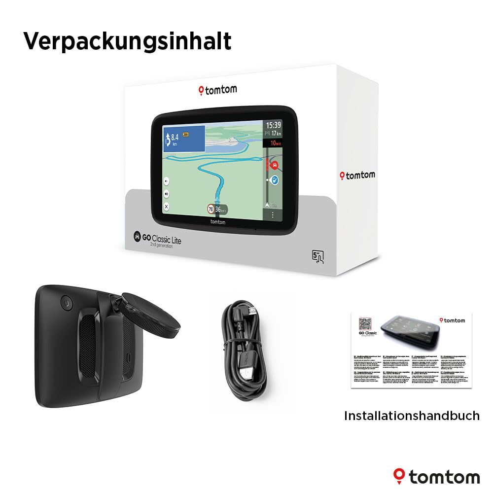 TomTom car navigation system GO Classic Lite (5 inch, TomTom Traffic, map updates for Europe included, updates via Wi-Fi, integrated, reversible holder) - 1YF5.002.00